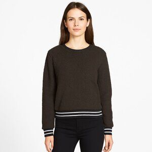 NEW Jenni Intimates Black Faux Sherpa Cropped Pajama Top Small Cozy Lounge